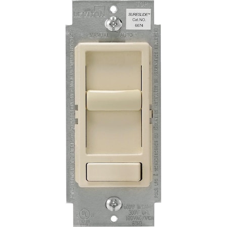 Leviton Decora Incandescent/LED/CFL Light Almond Slide Dimmer Switch R78-06674-P0T